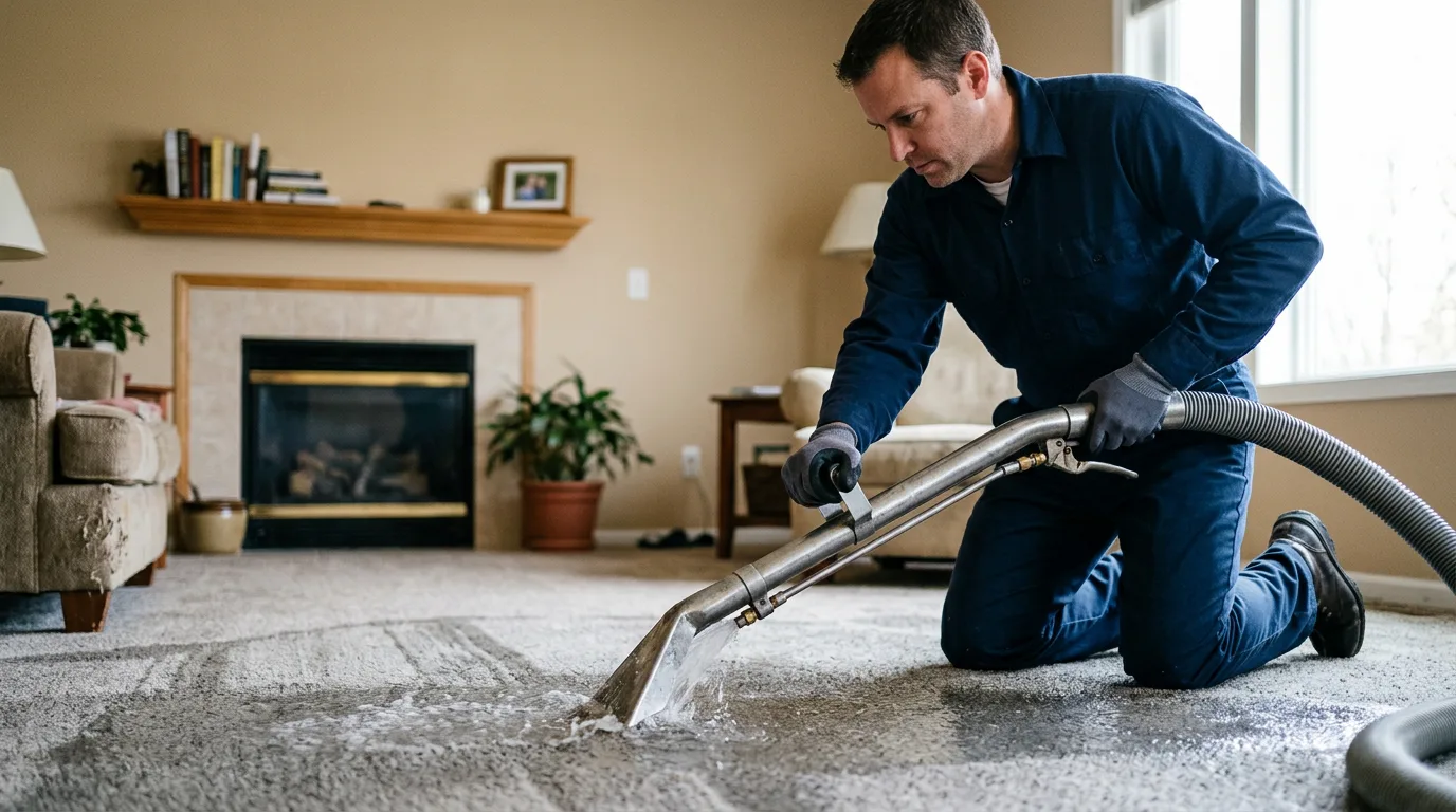 Water damage restoration technician working near Chelsea, IA